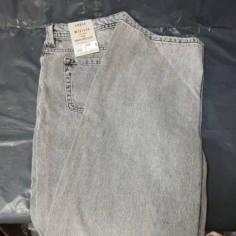 RIVER ISLAND MENS DENIM LOOSE FIT JEANS - GREY - SIZE W32 L34