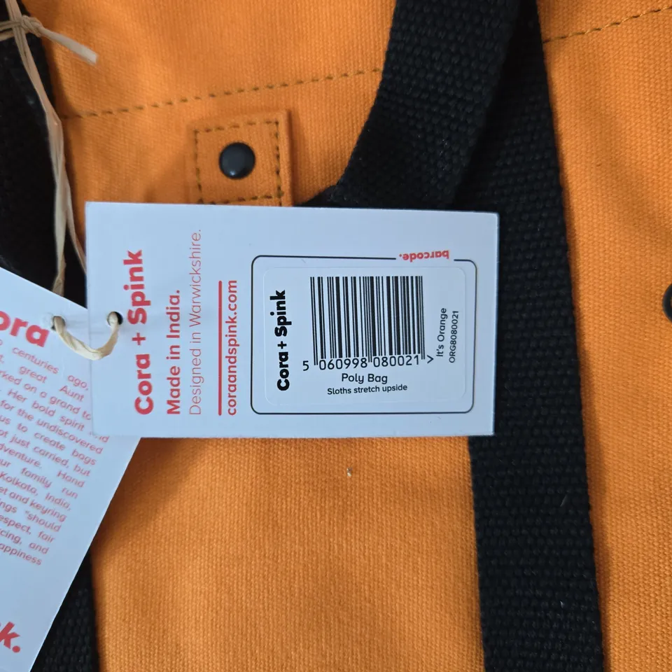 CORA + SPINK ORANGE BACKPACK WITH BLACK STRAPS