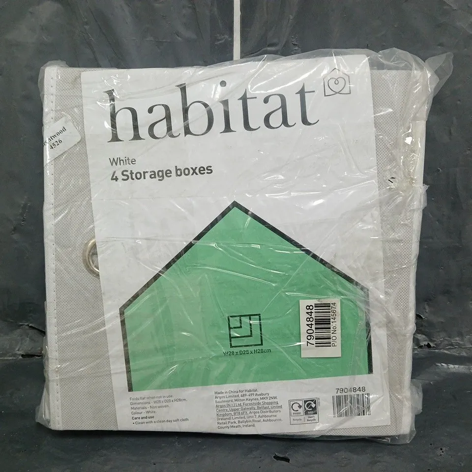 HABITAT STORAGE BOXES IN WHITE (PACK OF 4 BOXES)