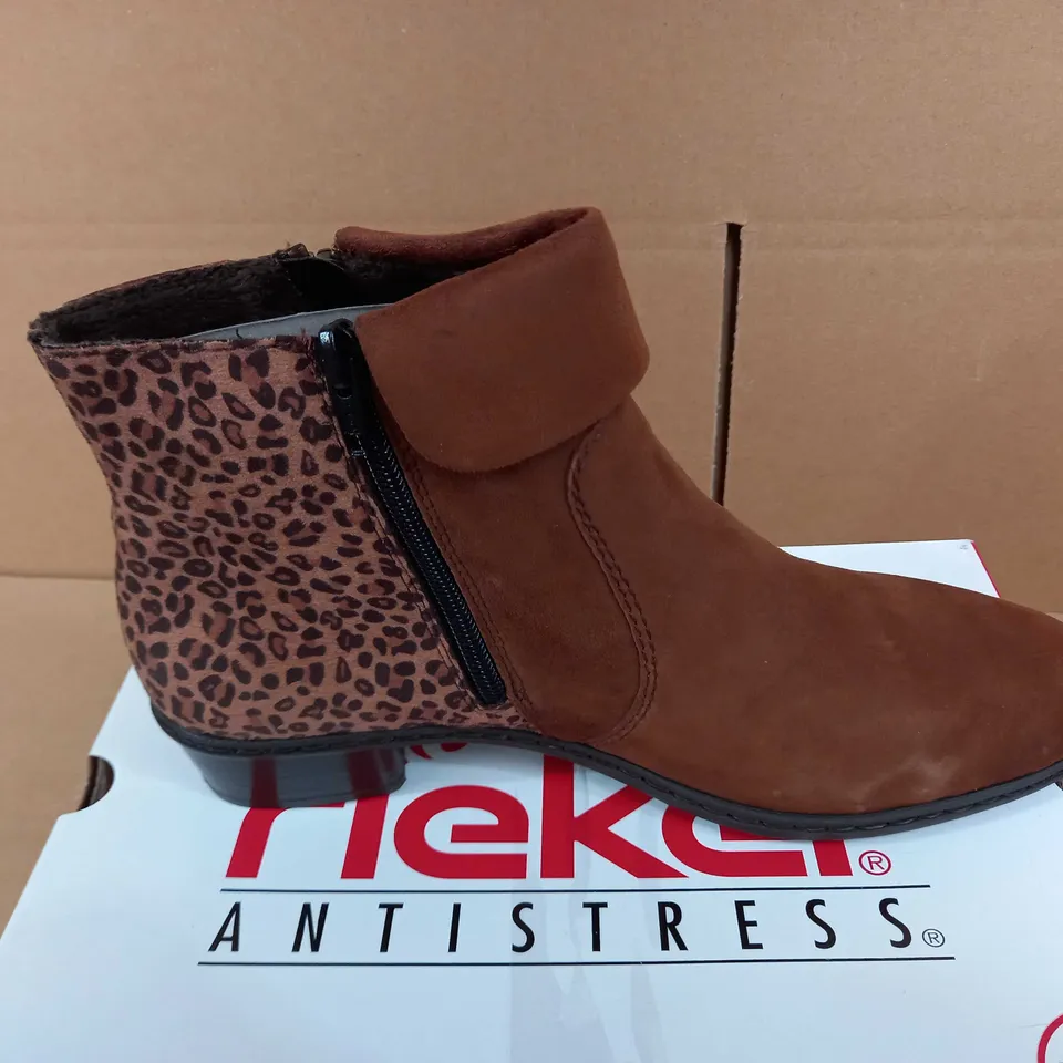 RIEKER CUFF ANKLE BOOT - TAN - SIZE 7.5