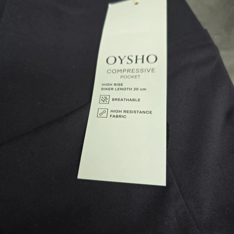OYSHO WOMEN'S HIGH-RISE BIKER POCKET LEGGINGS – SIZE M (UK) – COMPRESSIVE, BREATHABLE