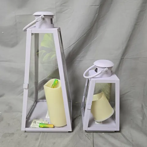 MY GARDEN STORIES SORBET COLLECTION SET OF 2 LANTERNS WITH LED CANDLES
