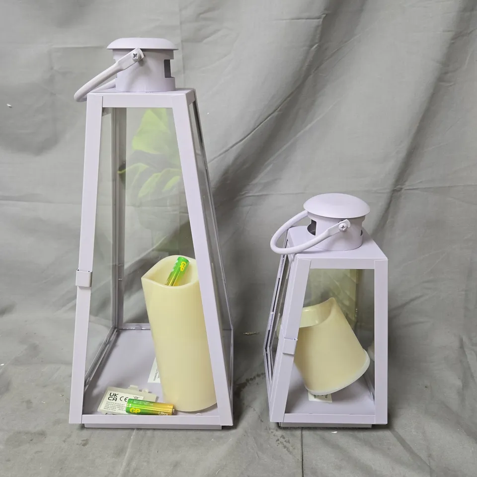 MY GARDEN STORIES SORBET COLLECTION SET OF 2 LANTERNS WITH LED CANDLES