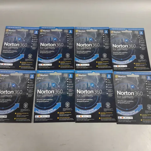 8 X NORTON 360 FOR GAMERS 1 YEAR PRE PAID SUBSCRIPTION CARDS 