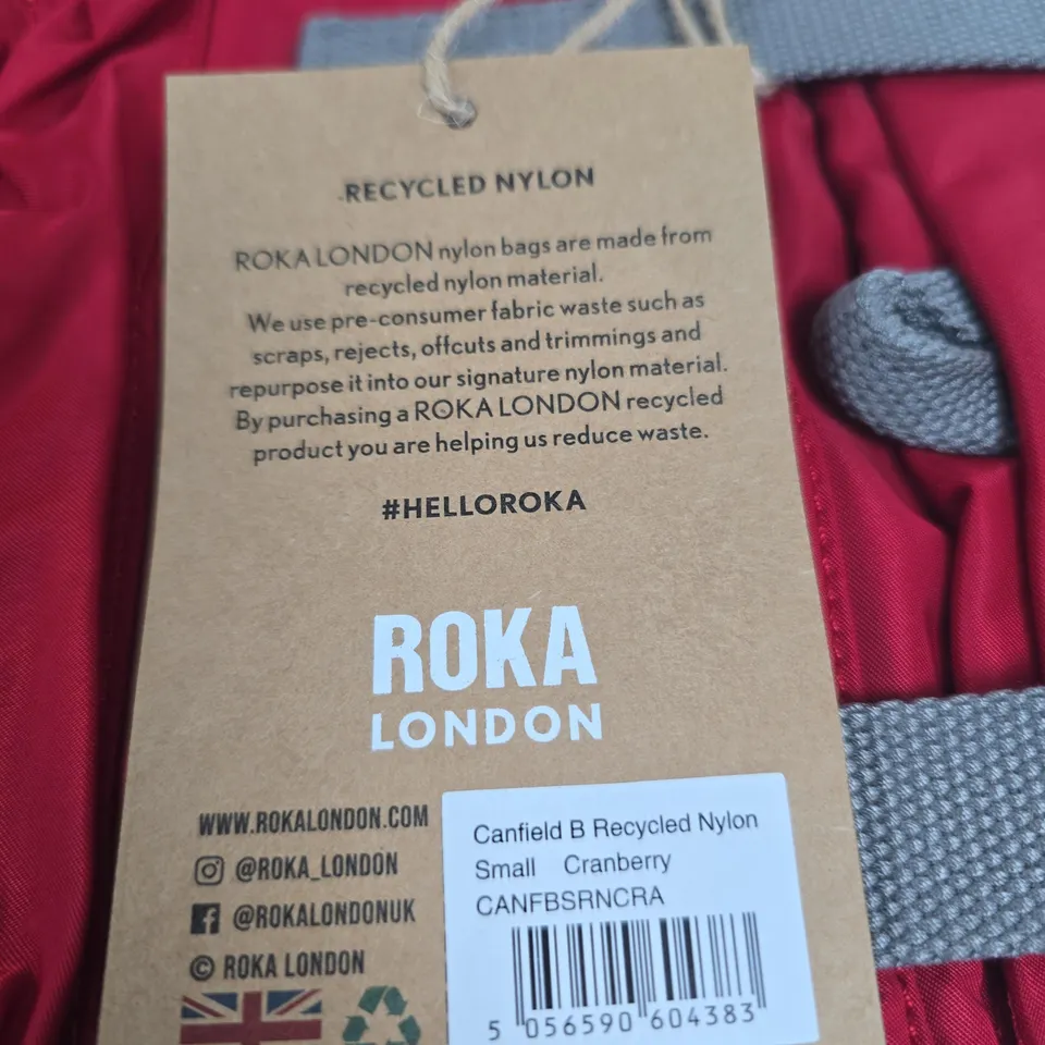 ROKA LONDON CANFIELD B RECYCLED NYLON BACKPACK – SMALL, CRANBERRY