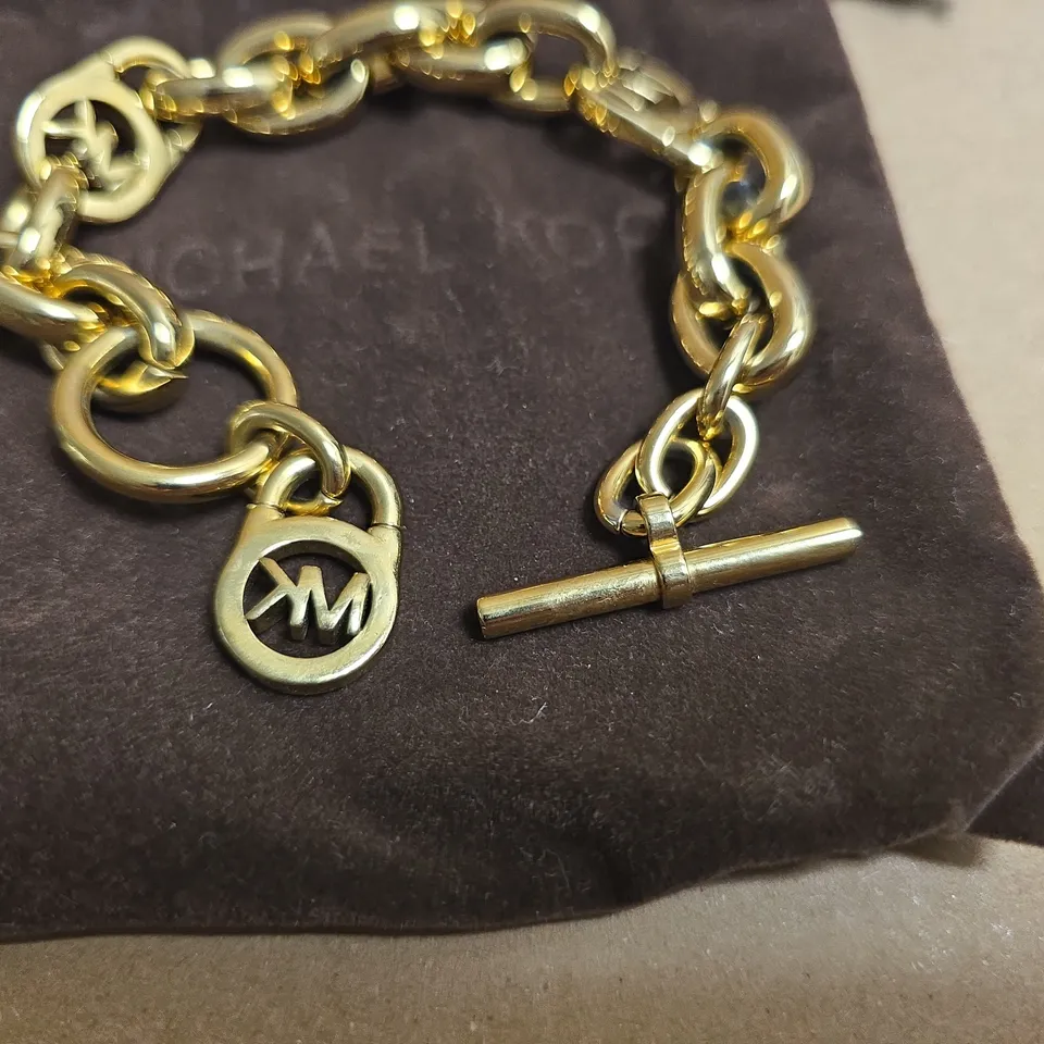 MICHAEL KORS GOLD TONE CHAIN DETAIL BRACELET WITH DUST BAG