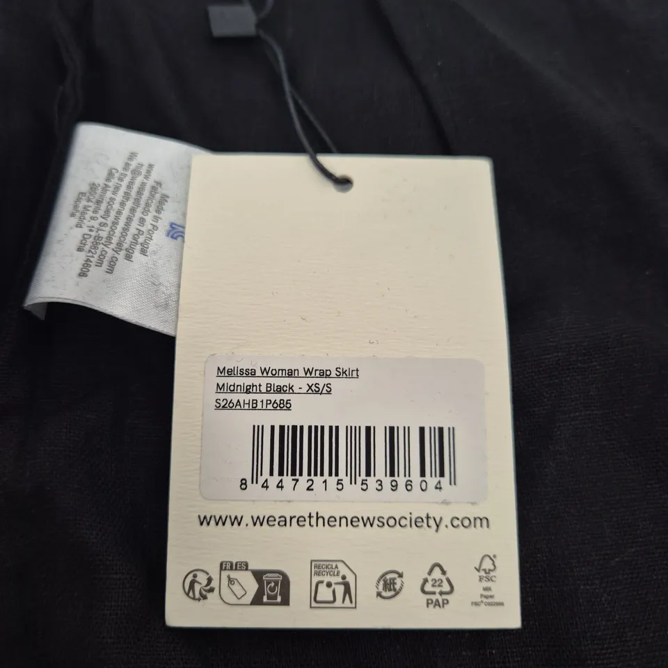 THE NEW SOCIETY MELISSA WOMAN WRAP SKIRT – MIDNIGHT BLACK – XS/S