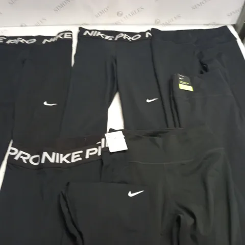 LOT OF 6 ASSORTED PAIRS OF NIKE TRAINING LEGGINGS IN BLACK - VARIOUS SIZES