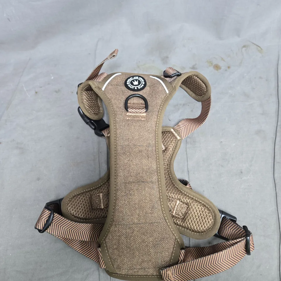 BAILEY & COCO DOG HARNESS – OLIVE/BROWN, ADJUSTABLE WITH PADDED MESH SIZE L