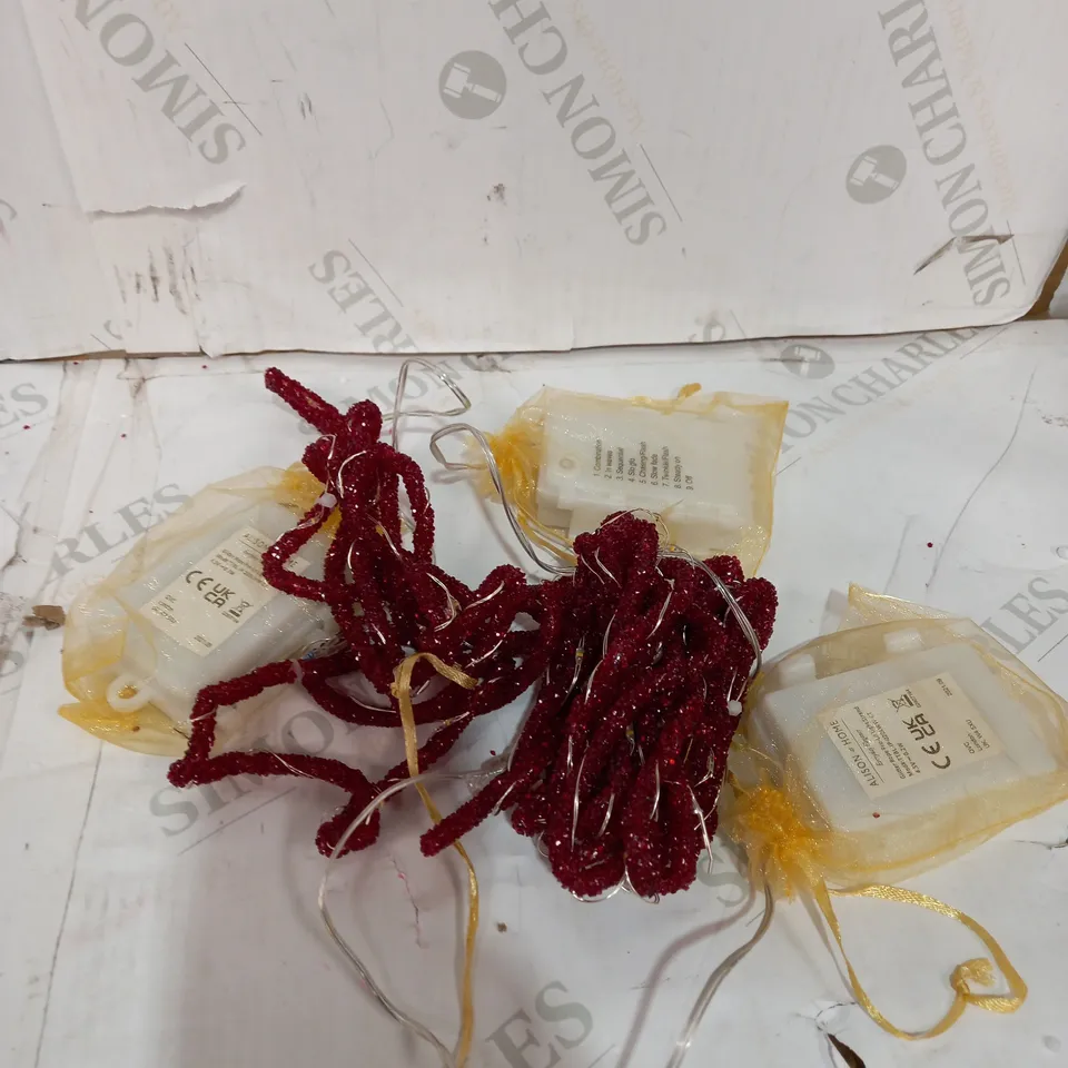 ALISON CORK PRE-LIT GLITTER ROPE STRANDS - WINE RED