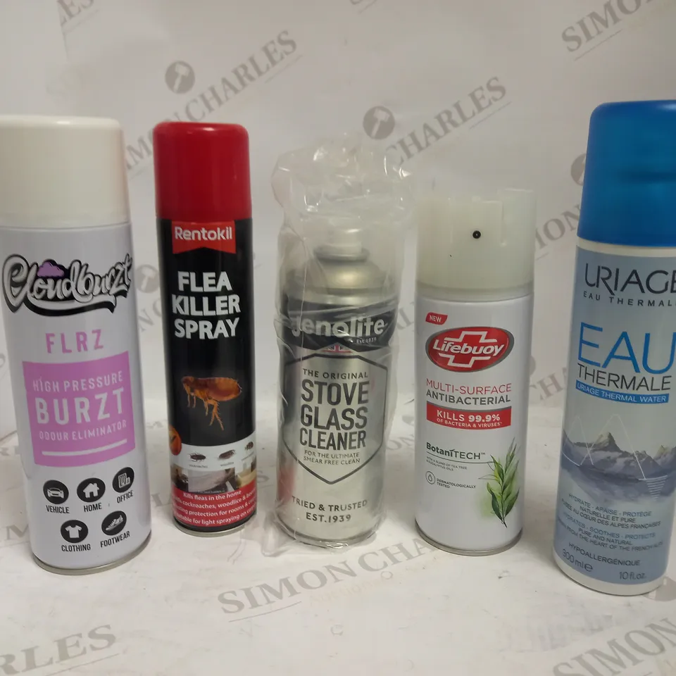 LOT OF APPROXIMATELY 16 ASSORTED AEROSOLS, TO INCLUDE FLEA SPRAY, STOVE CLEANER, CLEANING PRODUCTS, ETC - COLLECTION ONLY
