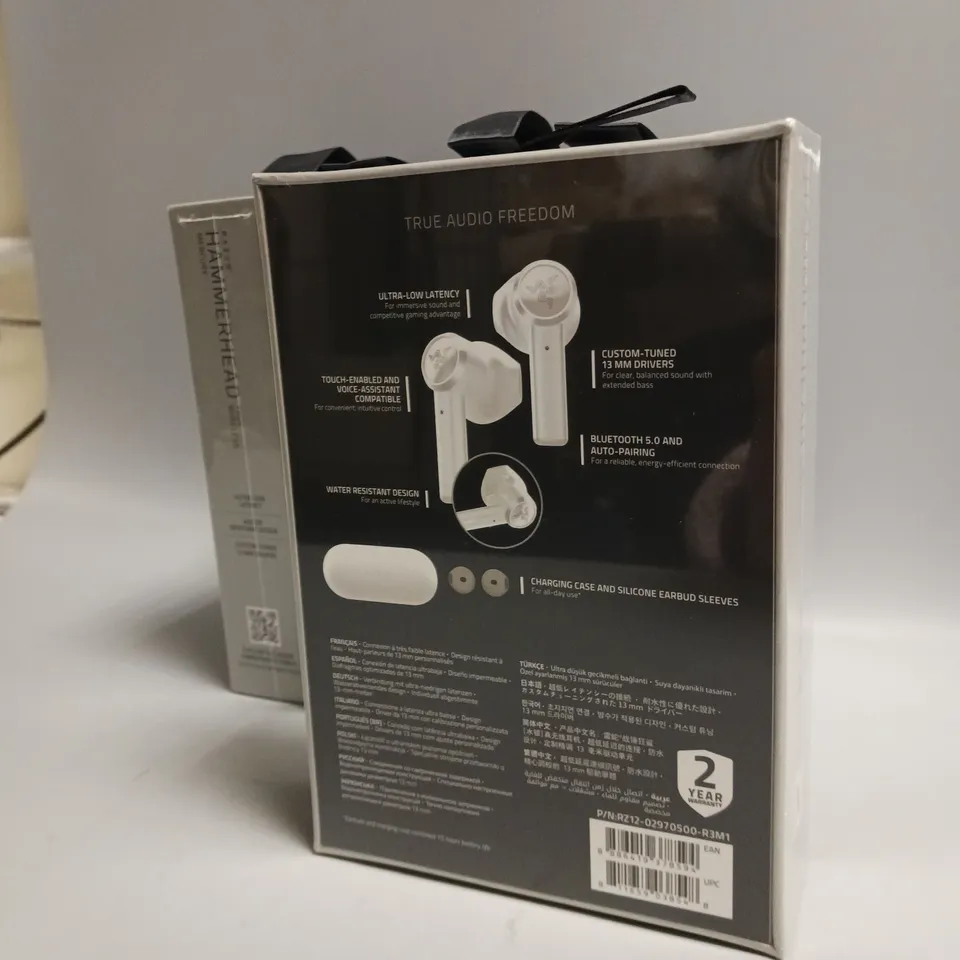 LOT OF 5 SEALED BOXED RAZER HAMMERHEAD WIRELESS HEADPHONES IN MERCURY