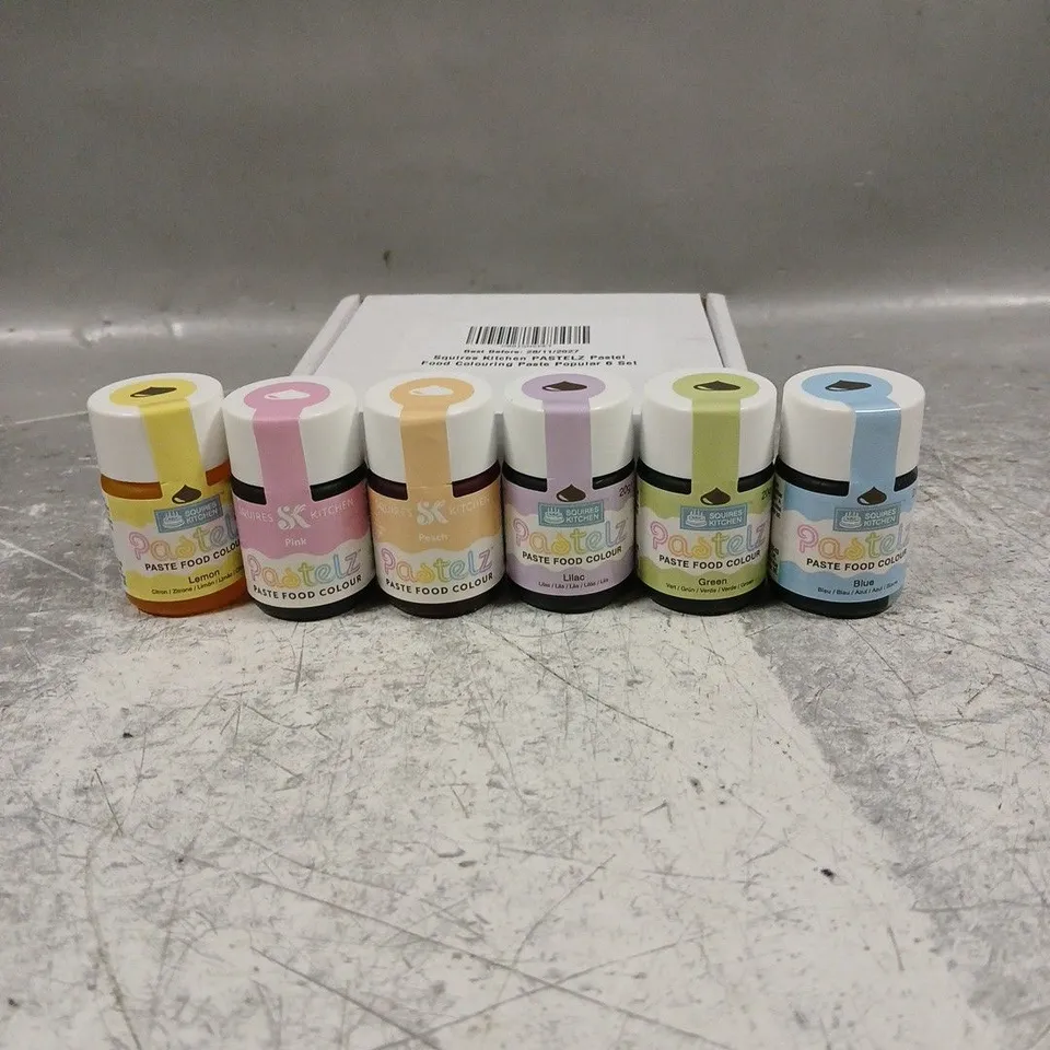 SQUIRES KITCHEN SET OF 6 PASTELZ FOOD COLOUR PASTE 20G