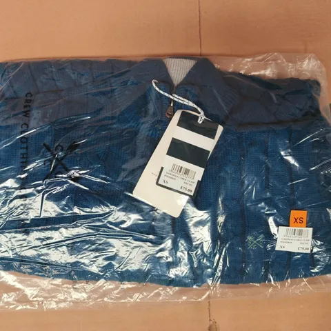 BAGGED CREW CLOTHING COMPANY OARSMAN CABLE 1/2 ZIP JUMPER IN POSEIDON BLUE SIZE XS