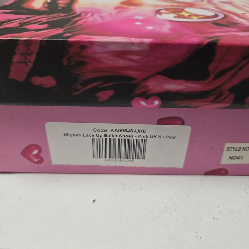BOXED KOI MIYAKO LACE UP BALLET SHOES – PINK, UK 6