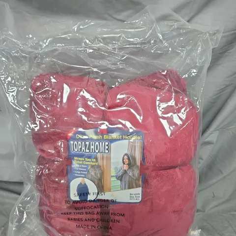 TOPAZ HOME ULTRA PLUSH BLANKET HOODIE – ONE SIZE FITS ALL – BURGUNDY 