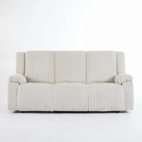 BOXED 3-SEATER MANUAL JUMBO CORD RECLINER SOFA - BEIGE