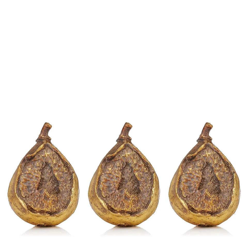 HOME STORIES SET OF 3 ANTIQUE GOLD FIGS 