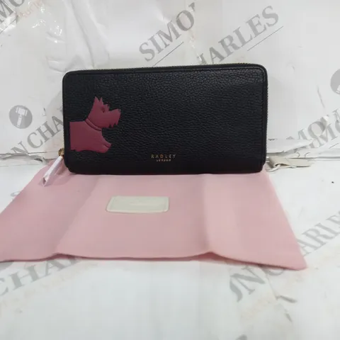 RADLEY LONDON LEATHER PURSE IN BLACK WITH PINK POUCH