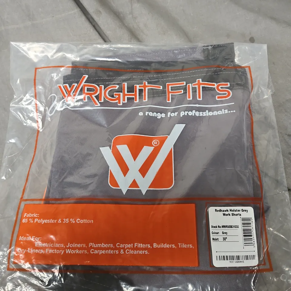 REDHAWK HOLSTER GREY WORK SHORTS - WRIGHT FITS, MEN'S SIZE 30 WAIST