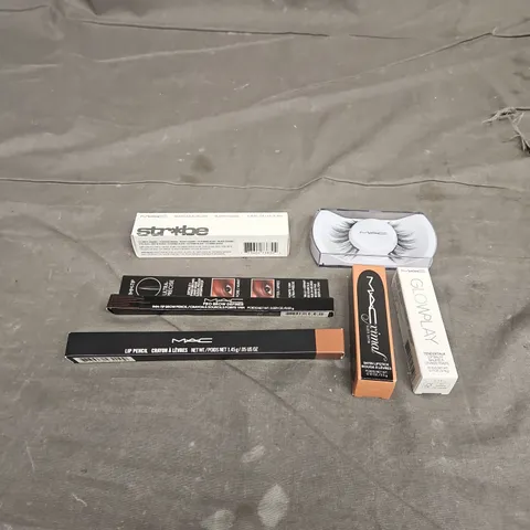 MAC LOT OF 6 ASSORTED COSMETIC PRODUCTS TO INCLUDE - BEAM LIQUID BLUSH IN MAGIC AURA - MACXIMAL SATIN LIPSTICK IN CALL IT COZY - EYELASHES - ETC