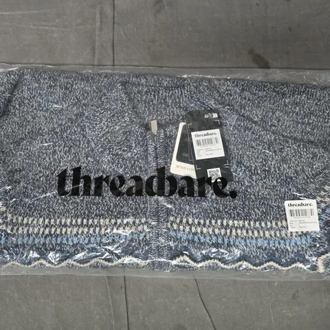 THREADBARE MEN'S XMAS KNITTED 1/4 ZIP YULETIDE JUMPER IN NAVY SIZE LARGE