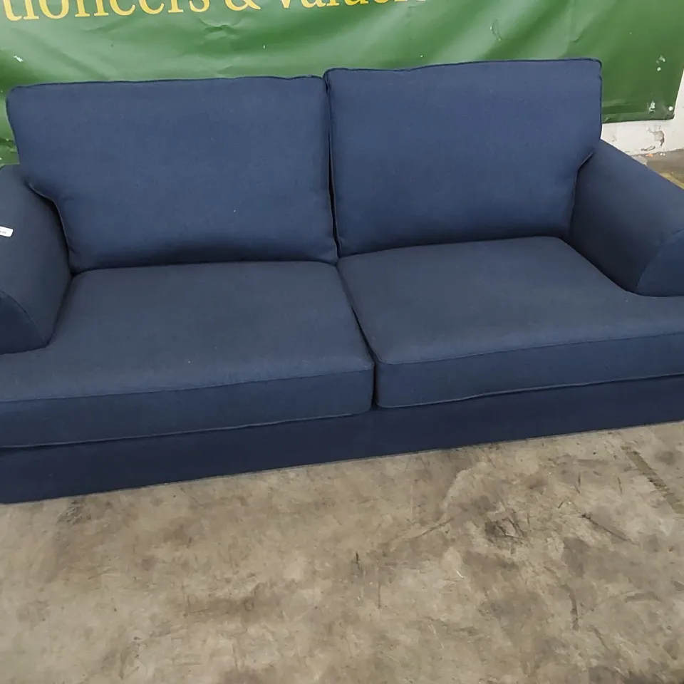 DESIGNER 3 SEATER SOFA IN NAVY FABRIC