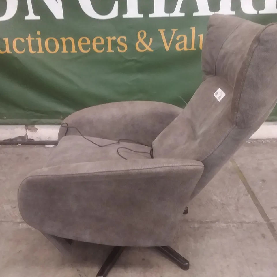 QUALITY ITALIAN DESIGNER GENTLE SWIVEL CHAIR RX POWER GREY LEATHER