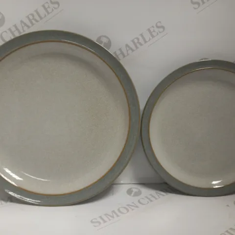 SET OF 8 DENBY ELEMENTAL LIGHT GREY PLATES (4 X LARGE, 4 X MEDIUM) - COLLECTION ONLY