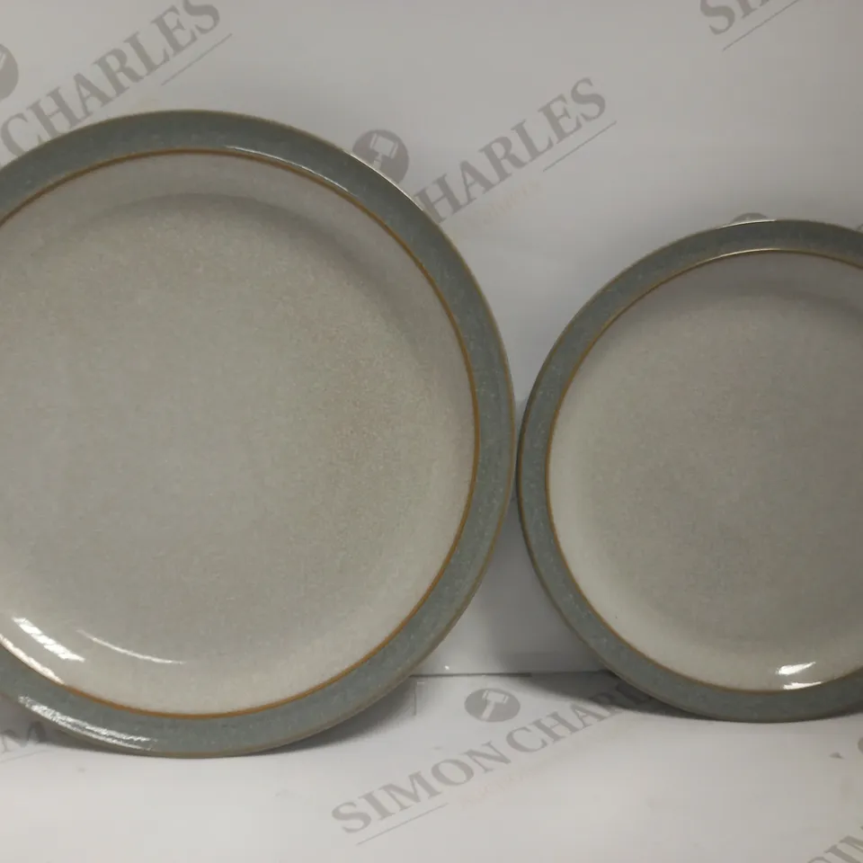 SET OF 8 DENBY ELEMENTAL LIGHT GREY PLATES (4 X LARGE, 4 X MEDIUM) - COLLECTION ONLY