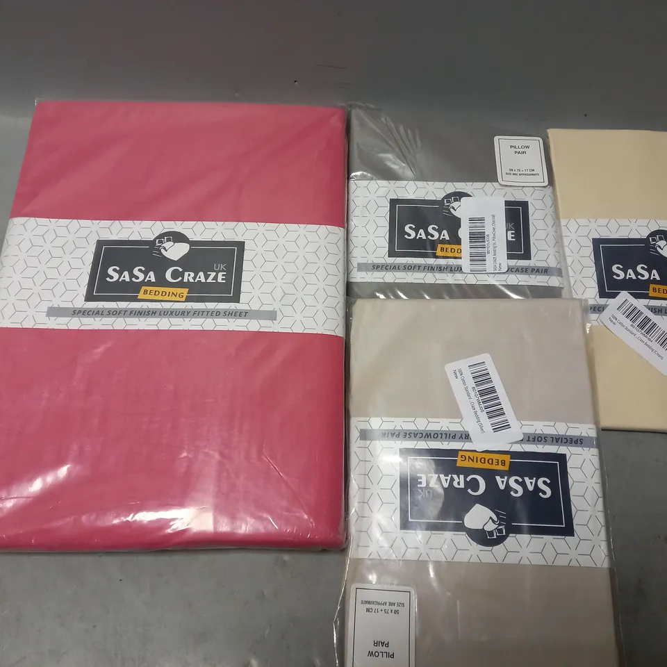 BOX OF APPROX 6 SASA CRAZE BEDDING IN VARIOUS SIZES & COLOURS 