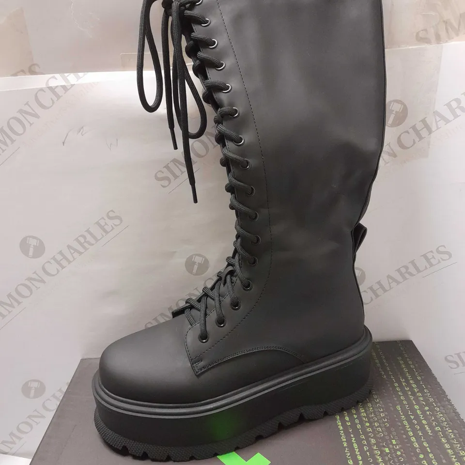 KOI PALANTIR BLACK LACE UP BOOTS - SIZE 4