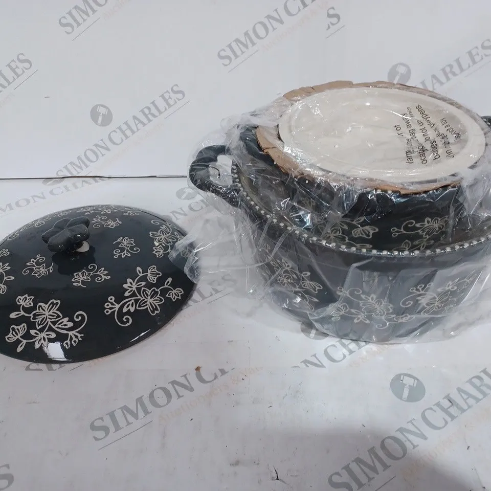 TEMP-TATIONS CERAMIC ROUND CASSEROLE BAKERS GREY