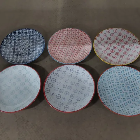 BOXED NICOLA SPRING HAND PRINTED SIDE PLATES - SET OF 12
