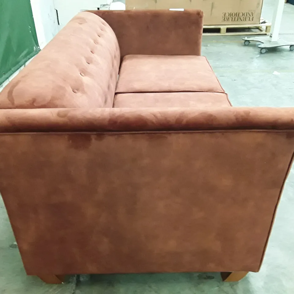 QUALITY DESIGNER GASTARD 3 SEATER SOFA BED -  BROWN VELVET FABRIC