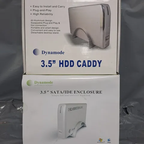 BOX OF APPROXIMATELY 15 ASSORTED 3.5" HDD ENCLOSURES