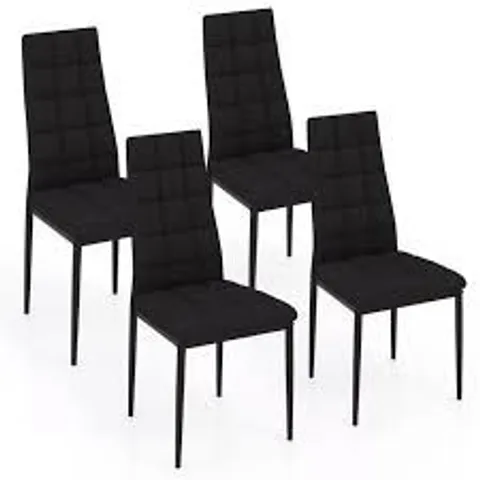 COSTWAY SET OF 4 BLACK ERGONOMIC BACK DINING CHAIR