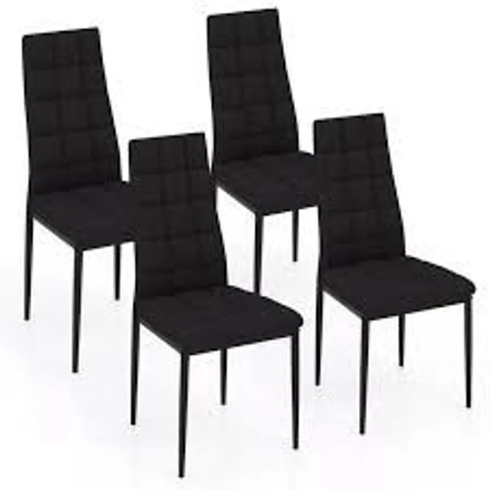 COSTWAY SET OF 4 BLACK ERGONOMIC BACK DINING CHAIR