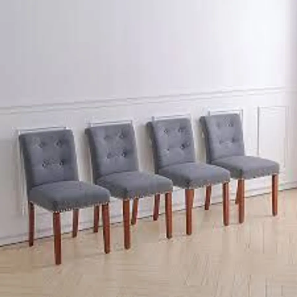 BOXED DINING CHAIRS (SET OF 4) - GREY/WOOD LEGS (1 BOX)