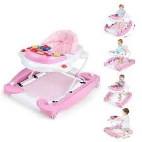 BOXED 6-IN-1 FOLDABLE BABY WALKER WITH ADJUSTABLE HEIGHT, PINK