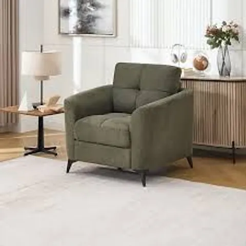 BOXED SOLNA 1 SEATER FABRIC CHAIR - GREEN (1 BOX)