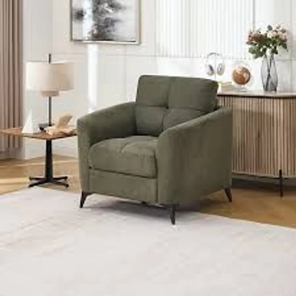 BOXED SOLNA 1 SEATER FABRIC CHAIR - GREEN (1 BOX)