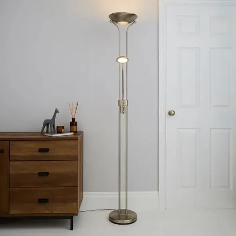 BOXED FATHER AND CHILD 2 ARM FLOOR LAMP - CHROME (1 BOX)