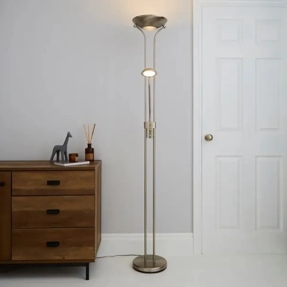 BOXED FATHER AND CHILD 2 ARM FLOOR LAMP - CHROME (1 BOX)
