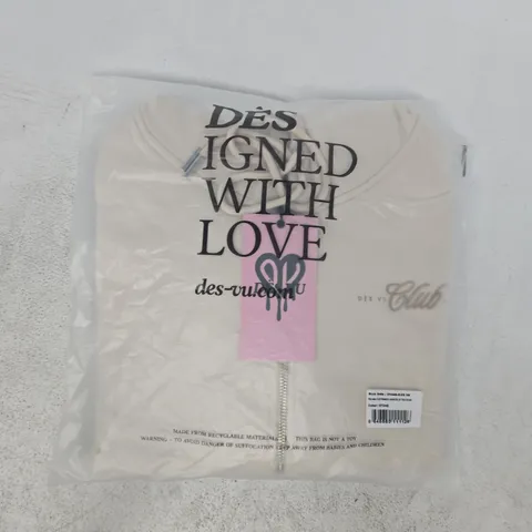 BAGGED DΓS VU CLUB PARADISO OVERSIZED ZIP THROUGH HOODIE IN STONE SIZE XS