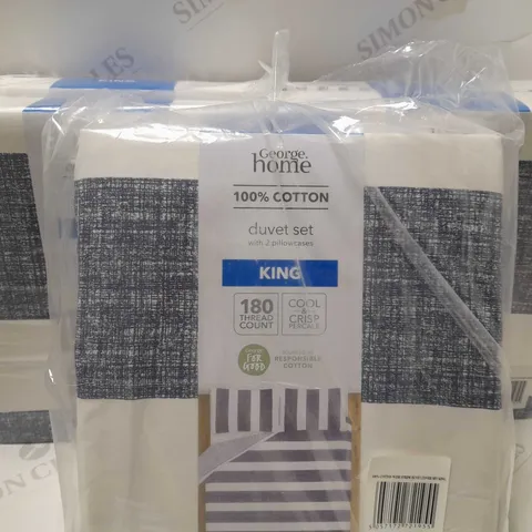 LOT OF 5 GEORGE WIDE STRIPE NAVY/WHITE DUVET SETS - KING