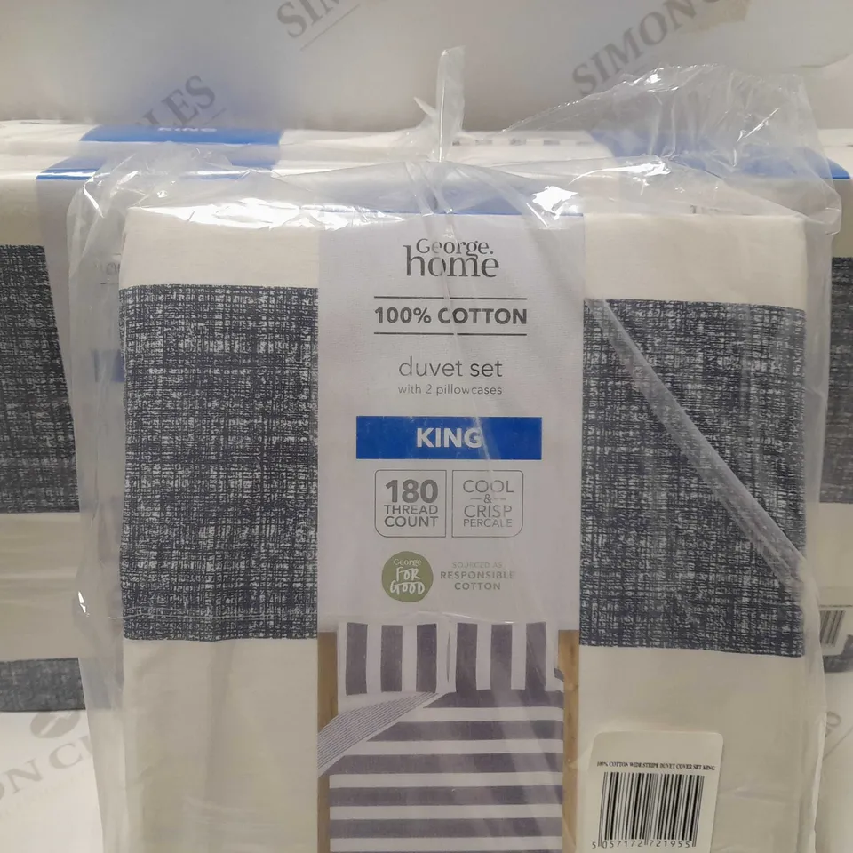 LOT OF 5 GEORGE WIDE STRIPE NAVY/WHITE DUVET SETS - KING 
