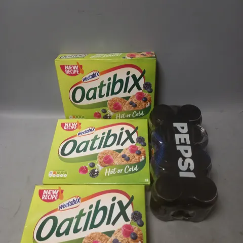 3X OATIBIX WEETABIX, AND 8 PEPSI CANS 330ML 