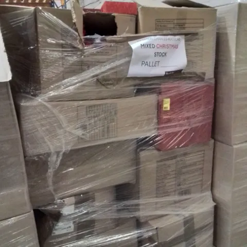 PALLET CONTAINING A LARGE QUANTITY OF ASSORTED CHRISTMAS DECORATIONS AND PRODUCTS TO INCLUDE;PINECONE,SILICONE SPOON MOULDS,CHRISTMAS CRAFT KIT