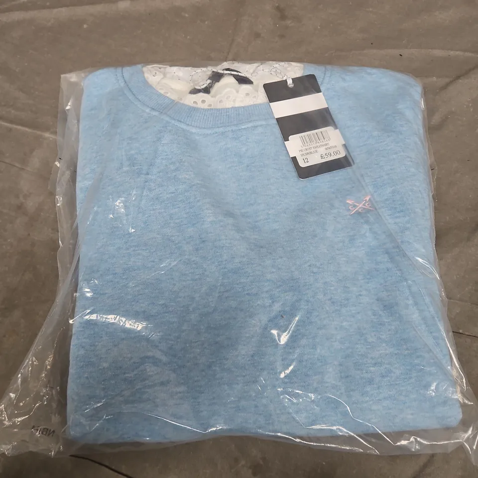 BAGGED CREW CLOTHING COMPANY PIE CRUST SWEATSHIRT IN DUSK BLUE - SIZE 12
